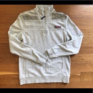 Vineyard vines grey sequin shep shirt (EUC)